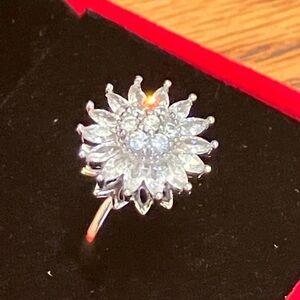 18K White Gold 3CT Halo Diamond Cluster ROTATING Engagement Wedding Ring